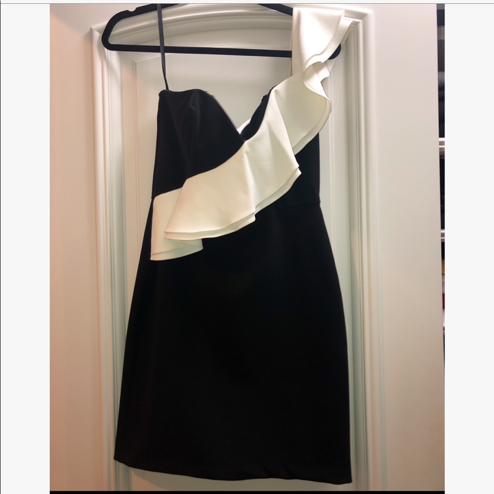 PARKER one shoulder ruffle dress